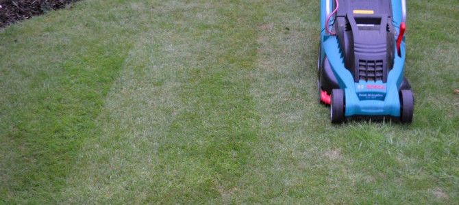 header mowing lawn