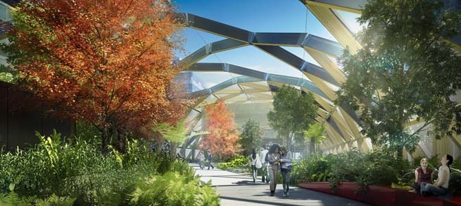 Roof garden at Canary Wharf Crossrail station