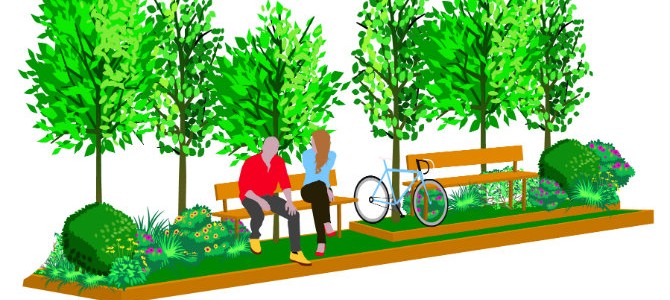 Parklet Fresh Air Squares Illustration